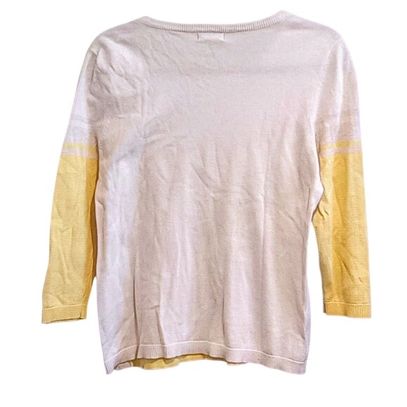 Eddie Bauer Sweater Lot Of 2 Lightweight Stripe Pink Yellow Size Petite Medium - Picture 5 of 10